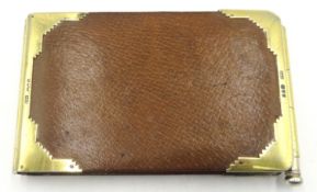 Victorian silver-gilt mounted leather card case by G H James & Co,