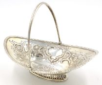 Georgian silver bon-bon basket swing handle London 1826 length 16.