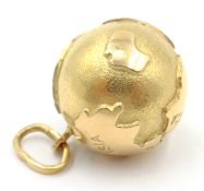 Gold world charm pendant,