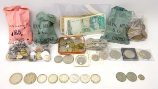 Collection of British and World coins and banknotes including;