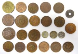 Collection of Chinese and Asian coinage including; chinese Kiang-soo twenty cash,