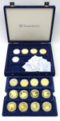 Collection of fifteen Queen Elizabeth II sterling silver proof goldcladded coins from an edition of