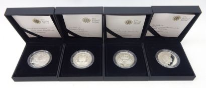 Four Royal Mint silver proof five pound coins; '2008 UK Queen Elizabeth I' Piedfort,