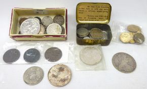 Collection of Great British and World coins including; Queen Victoria 1875 half crown,