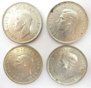 Four Great British King George VI half crown coins (4) Condition Report <a