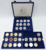 Collection of mostly modern commemorative coins including;