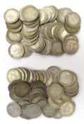 Collection of ninety-three silver threepence pieces; fifty-eight pre 1920,