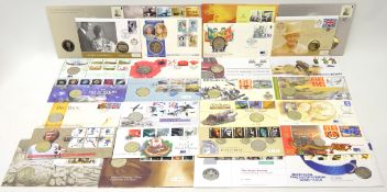 Collection of twenty-eight coin and medallic first day cover including;