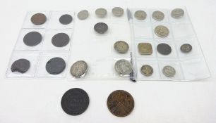 Collection of World coins and tokens including; Swiss Cantons glarus 3 Schilling,