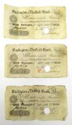 Three Burling and Driffield five pound banknotes, issued for Harding & Co, 3rd September 1880,