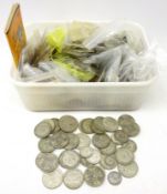 Collection of Great British coins including; 360 grams of pre 1947 silver coins,