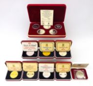 Thirteen Isle of Man sterling silver proof one crown coins including;