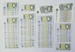 Collection of eighty-eight Great British one pound banknotes; eleven Page series C, prefix 'T71L',
