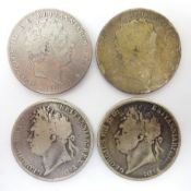 Four George III crowns; 1820,