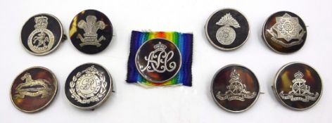 Collection of silver and tortoise shell WWI sweetheart brooches,