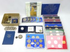 Collection of Mostly Great British coins including; three silver proof one pound coins,