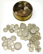 Quantity of Great British pre 1947 silver coins; 250 grams pre 1947,