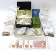 Collection of Great British and World coins including; Queen Victoria 1854 and 1861 pennies,