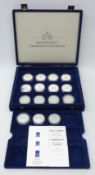 Collection of mostly silver proof crowns from the Queen Elizabeth II commemorative coin collection
