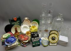 Collection of Beer branded glassware, beer pull labels and mats incl.