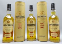 Knockando Pure SIngle Malt Scotch Whisky, 1982, 70cl, 40%vol, two in tubes, 3 bottles.