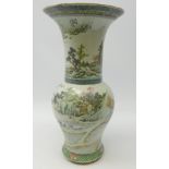 Late 19th/ early 20th century Chinese flared neck vase hand painted with figures in a landscape and