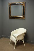 Mid 20th century white Lloyd Loom bedroom chair, wicker back and seat, four supports,