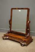 Victorian mahogany table top mirror, carved shaped uprights, W66cm, H70cm,