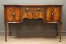 Reproduction inlaid mahogany sideboard two drawers, two cupboards, square tapering supports,