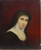 Head and Shoulder Portrait of a Young Nun, 19th/early 20th century oil on oak panel unsigned,
