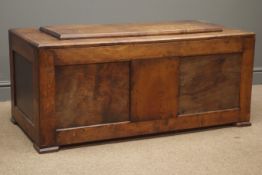 Early 20th century pine blanket chest, panelled front and sides, W114cm, H50cm,