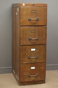 Early 20th century 'Abbess' oak four drawer filing cabinet, brass pull handles, plinth base, W46cm,