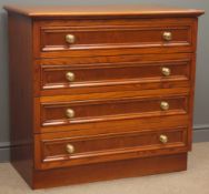 Four drawer oak finish chest, plinth base, W97cm, H91cm,