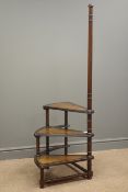 Regency style library steps, turned support column, three inset leather treads, W55cm, H148cm,