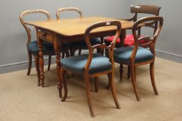 Victorian mahogany drop leaf Pembroke table, one drawer, four turned supports, (W103cm, H74cm,
