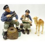 Two Royal Doulton figures 'The Lobster Man' and 'Tall Story' and a Beswick Camel calf (3)