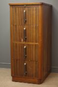 Art Deco walnut filing cabinet, four drawers, plinth base, W59cm, H135cm,