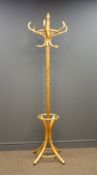 Bentwood Thonet style hat and coat stand, splayed supports, W53cm,
