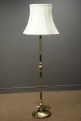 Brass standard lamp, cream shade, H168cm Condition Report <a href='//www.
