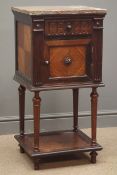 Early 20th century French kingwood bedside cupboard with marble top,
