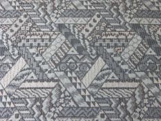 Length of aztec geometric woven fabric in blue tones, W128cm x L8.