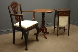 20th century mahogany and satinwood banded work table,