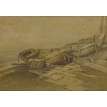 Beached Boats and Landscapes, three 20th century watercolour signed by Harold H Holden 24.5cm x 34.