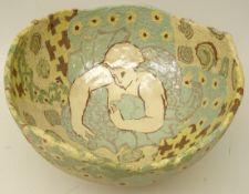 Joanne Kenny (British, Contemporary) stoneware bowl, the interior decorated with a figure,