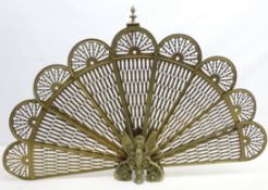 Pierced brass peacock style folding fire screen Condition Report <a href='//www.