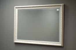 Rectangular bevelled edge wall mirror in painted frame,