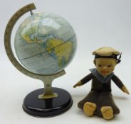 1950's Chad Valley tin plate globe and a 1930's Norah Wellings Jolly Boy (2) Condition