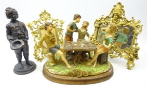 Capodimonte style 'Card Players', H28cm Condition Report <a href='//www.