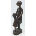 Contemporary bronze model of a mother and child, unsigned,