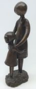 Contemporary bronze model of a mother and child, unsigned,